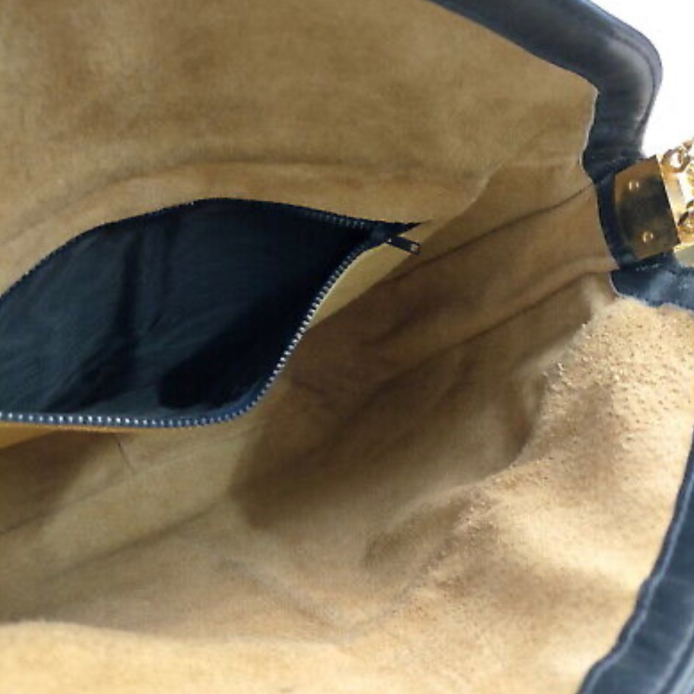 Gucci Black & Beige GG Canvas Shoulder Bag with Gold Hardware - Picture 9 of 16